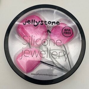 Jellystone Designs BPA Free Silicone Pink Chew Teething  Nursing Necklace NEW